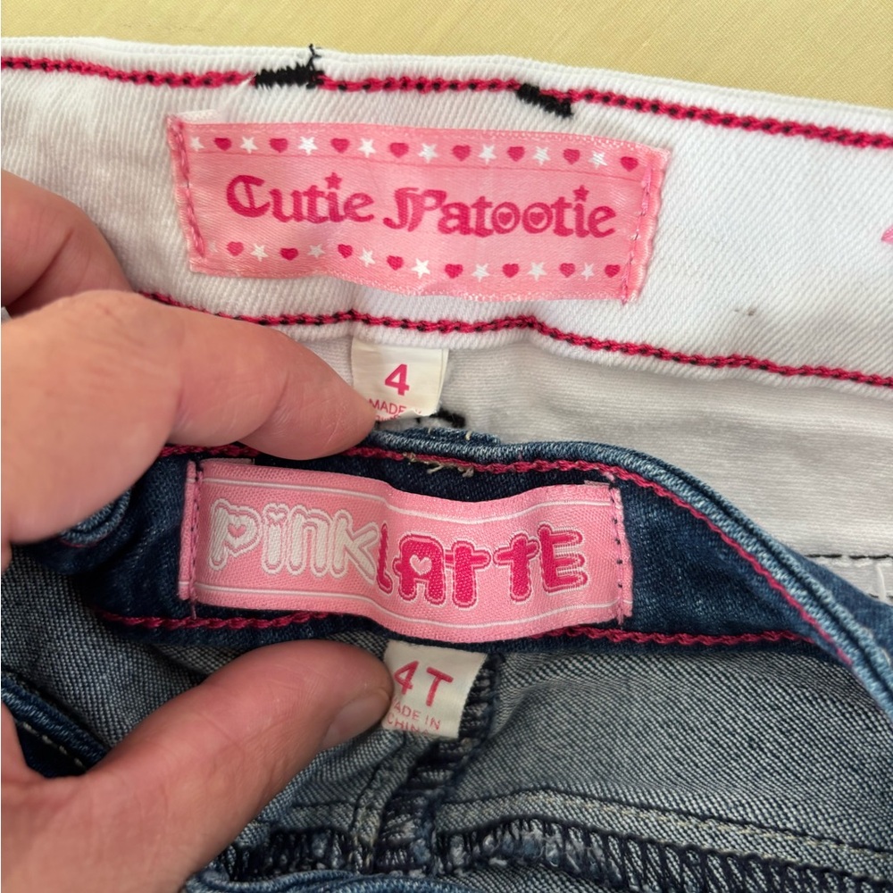 Cutie Patootie/Pink Latte bundle of Trendy Kids' Denim Jeans Navy and White Sz 4 - Picture 2 of 10